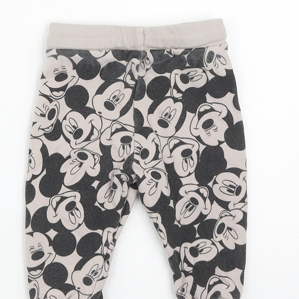 Disney Baby Black  Cotton Jogger Trousers Size 6-9 Months  Drawstring - Mickey Mouse