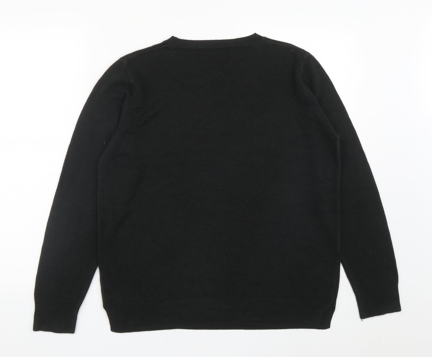 Marks and Spencer Womens Black Round Neck  Acrylic Pullover Jumper Size 18