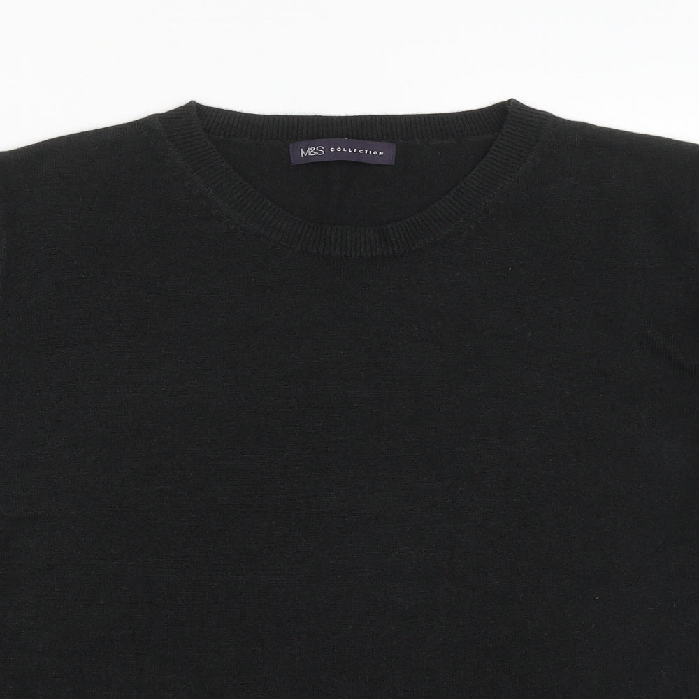 Marks and Spencer Womens Black Round Neck  Acrylic Pullover Jumper Size 18