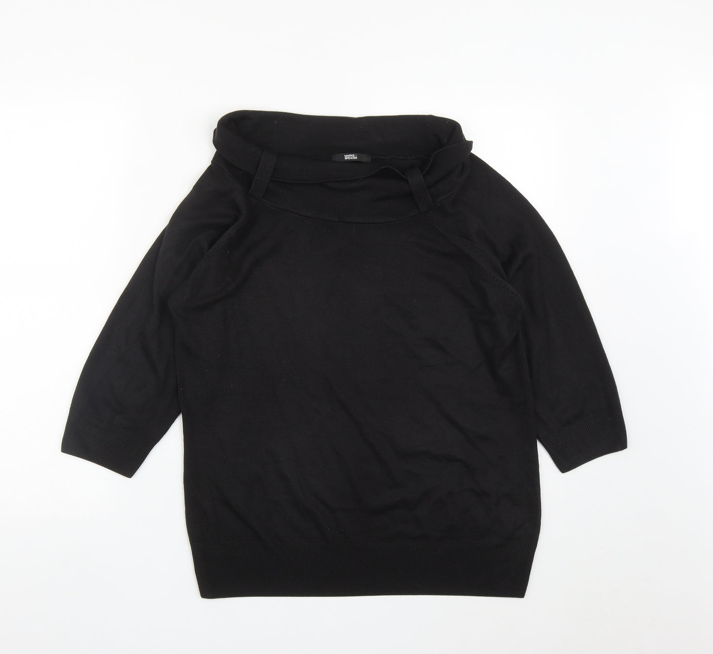 Marks and Spencer Womens Black Cowl Neck  Acrylic Pullover Jumper Size 18