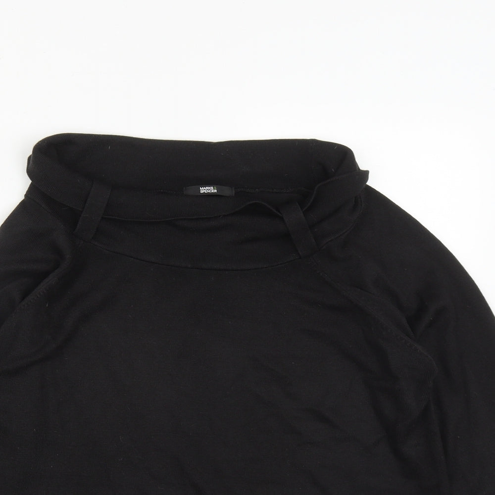 Marks and Spencer Womens Black Cowl Neck  Acrylic Pullover Jumper Size 18