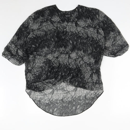 Topshop Womens Black Geometric Polyester Basic Blouse Size 10 V-Neck