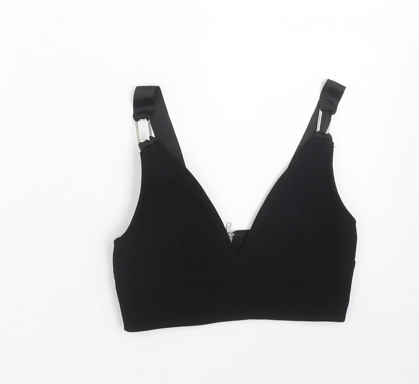 Topshop Womens Black  Polyester Cropped Tank Size 4 V-Neck