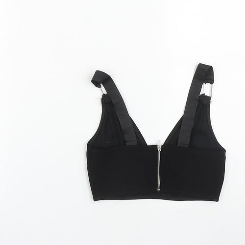 Topshop Womens Black  Polyester Cropped Tank Size 4 V-Neck