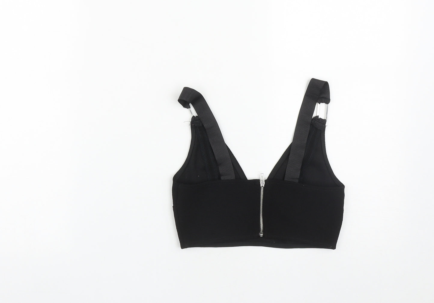 Topshop Womens Black  Polyester Cropped Tank Size 4 V-Neck