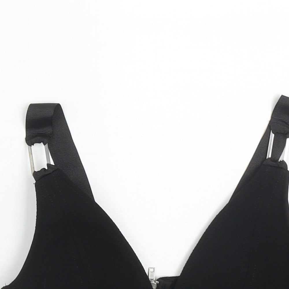 Topshop Womens Black  Polyester Cropped Tank Size 4 V-Neck