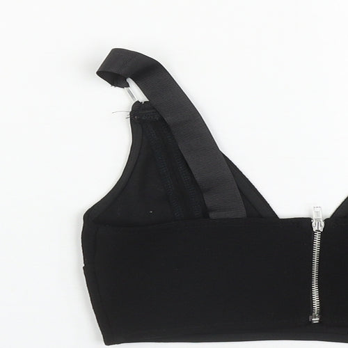 Topshop Womens Black  Polyester Cropped Tank Size 4 V-Neck