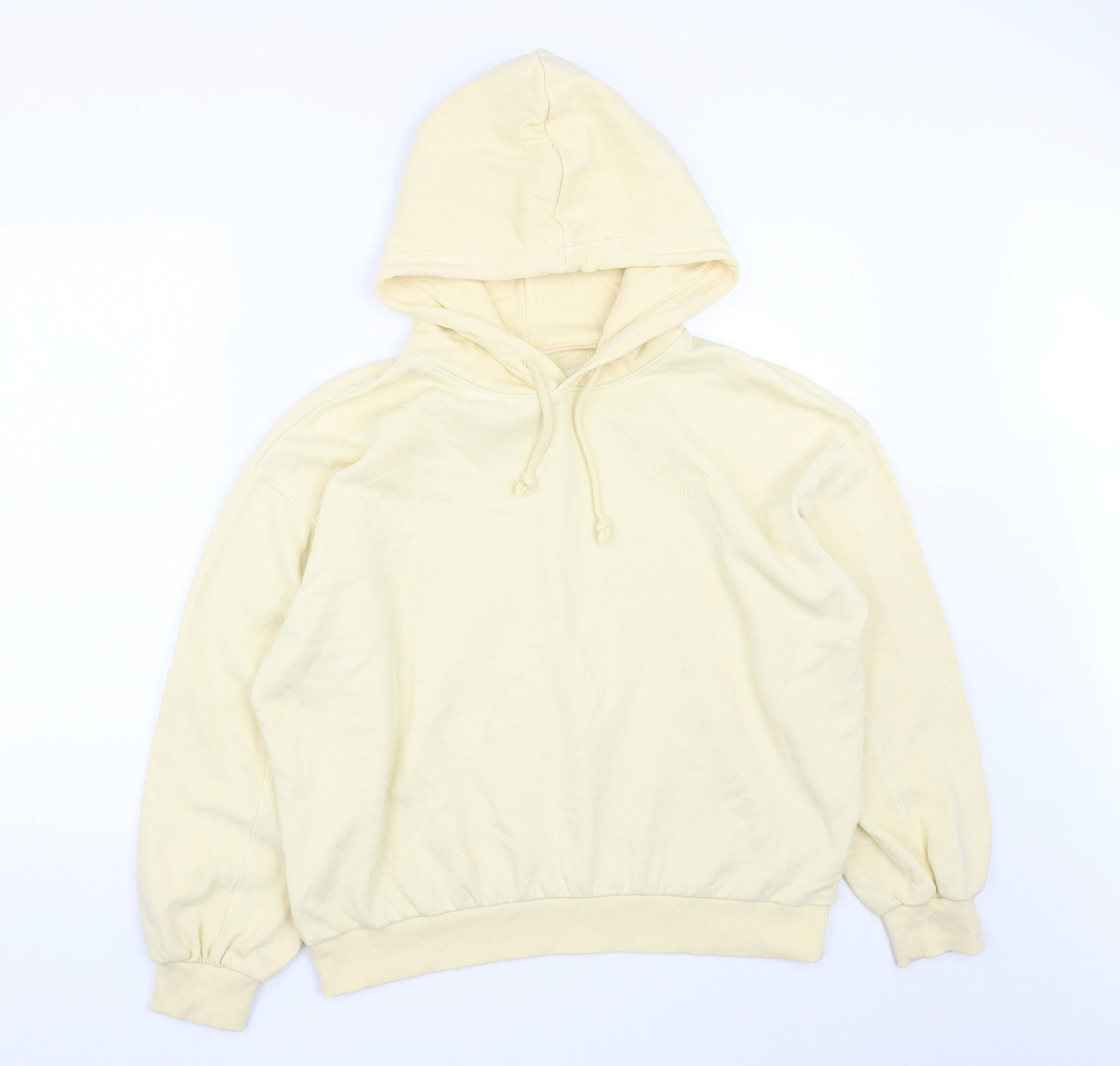 H&M Womens Yellow  Cotton Pullover Hoodie Size M  Drawstring - JUST AS YOU ARE