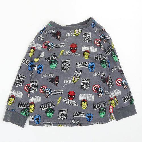 Disney Boys Green  Cotton Basic Casual Size 4 Years Round Neck  - Marvel Characters