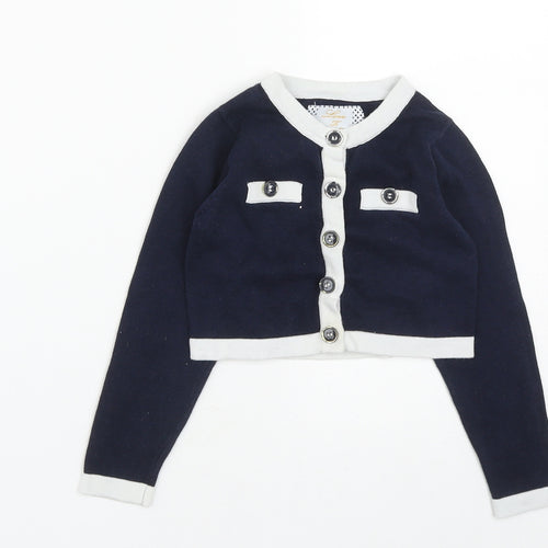 Dunnes Stores Girls Blue Round Neck  Cotton Cardigan Jumper Size 3 Years  Button