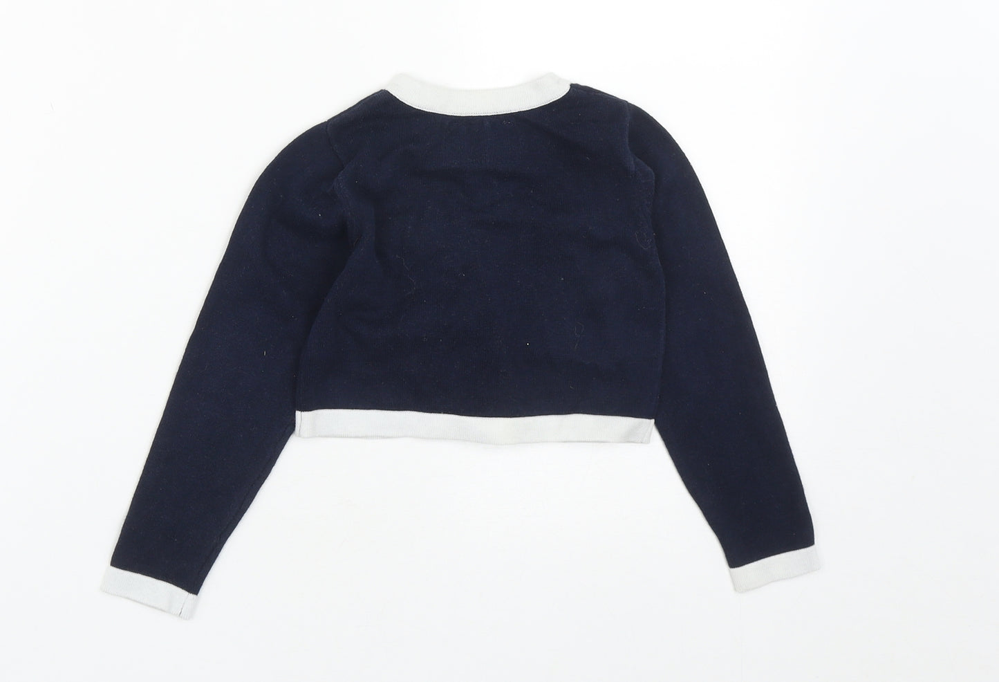 Dunnes Stores Girls Blue Round Neck  Cotton Cardigan Jumper Size 3 Years  Button