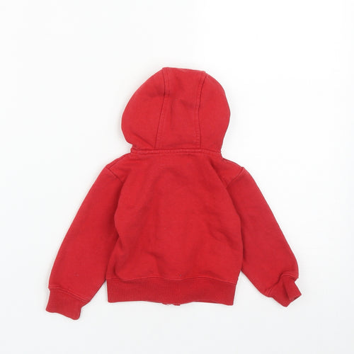 Earlydays Girls Red  Cotton Basic Button-Up Size 9-12 Months V-Neck Zip