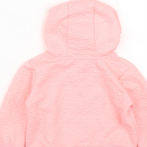 Dunnes Stores Girls Pink  Polyester Full Zip Jumper Size 12-18 Months  Zip - Flower Detail