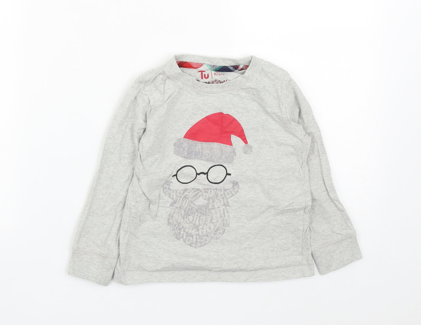 TU Boys Grey  Cotton Pullover Sweatshirt Size 4-5 Years   - Father Christmas print