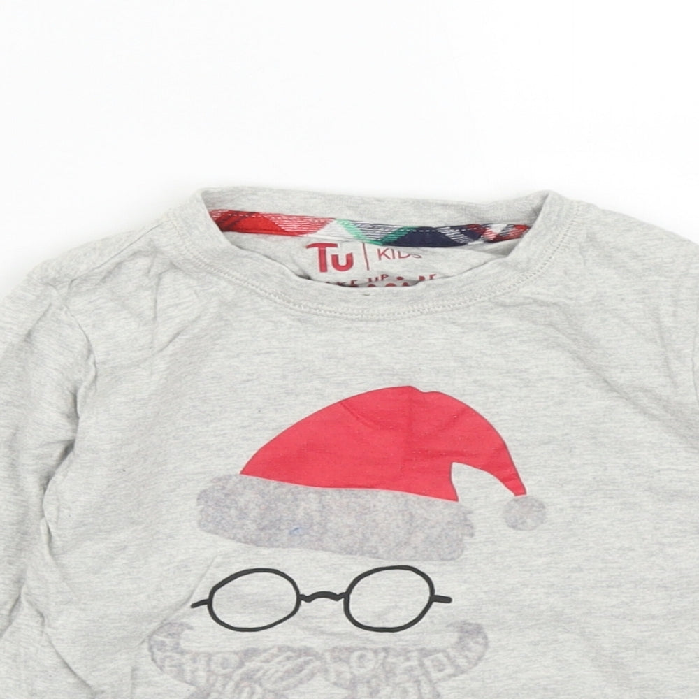 TU Boys Grey  Cotton Pullover Sweatshirt Size 4-5 Years   - Father Christmas print
