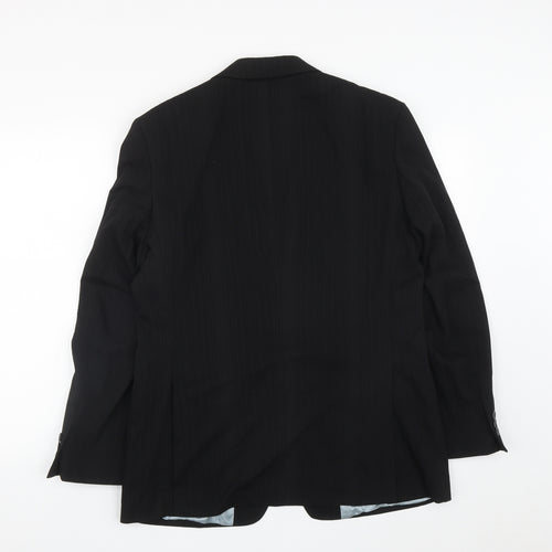 George Mens Black Striped Polyester Jacket Suit Jacket Size 40