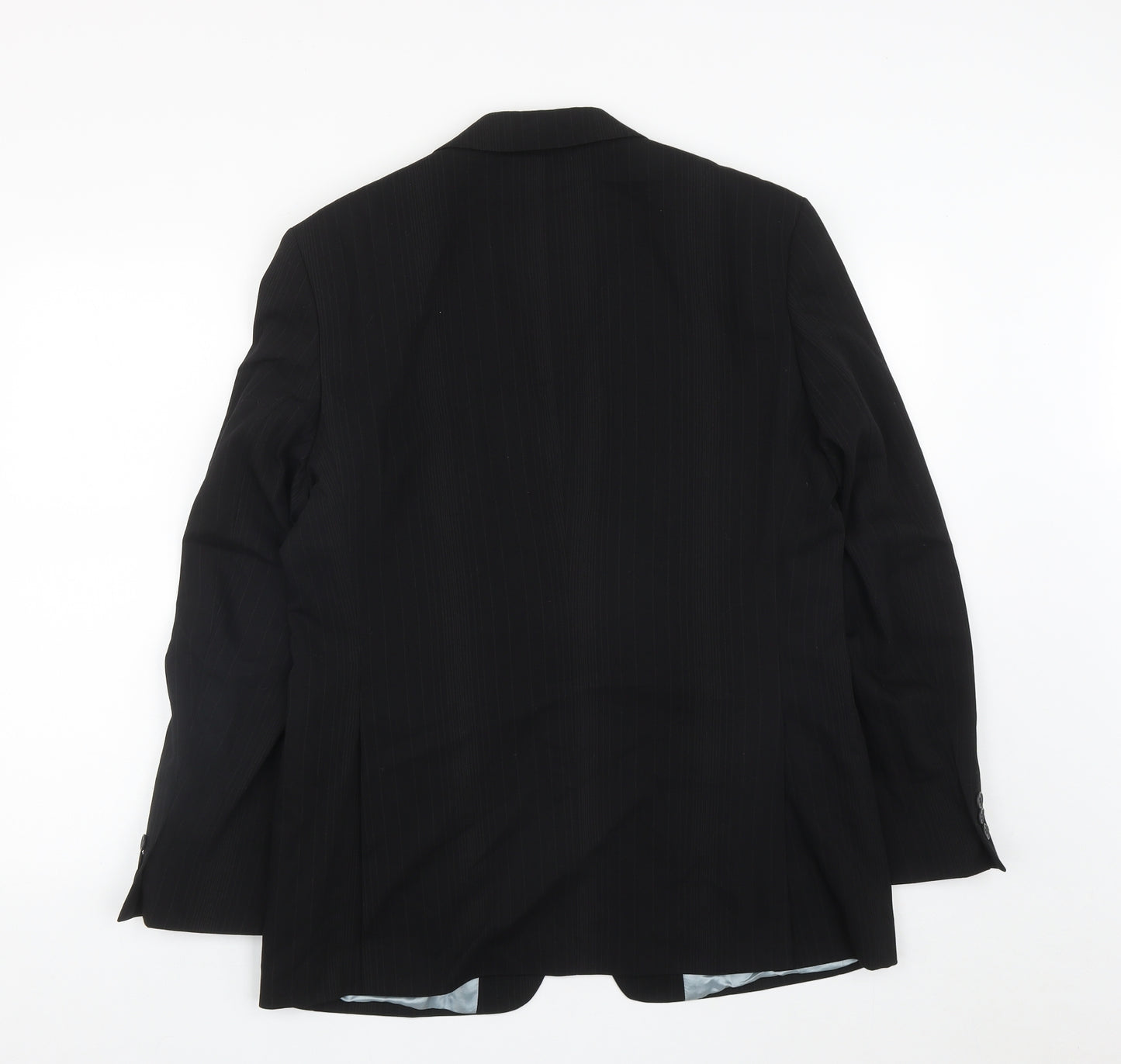 George Mens Black Striped Polyester Jacket Suit Jacket Size 40