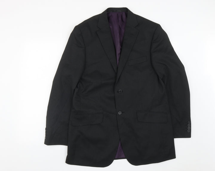 F&F Mens Black Polyester Jacket Suit Jacket Size 42