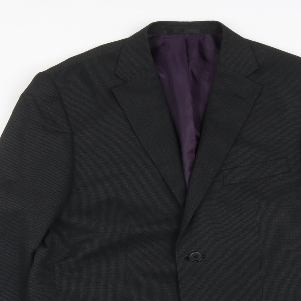 F&F Mens Black  Polyester Jacket Suit Jacket Size 42