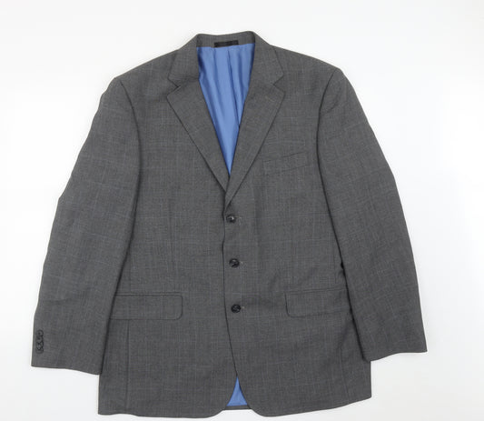 Front view of George men’s grey polyester jacket suit jacket, size 44