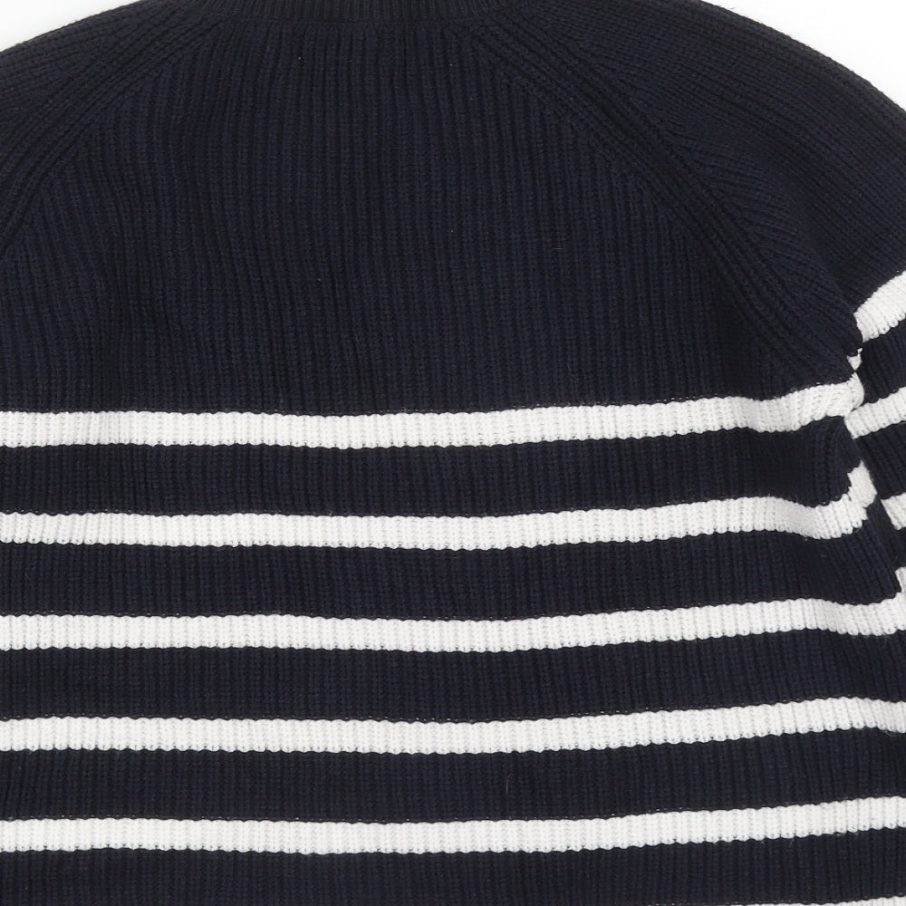 Matalan Womens Blue Round Neck Striped Polyester Pullover Jumper Size M