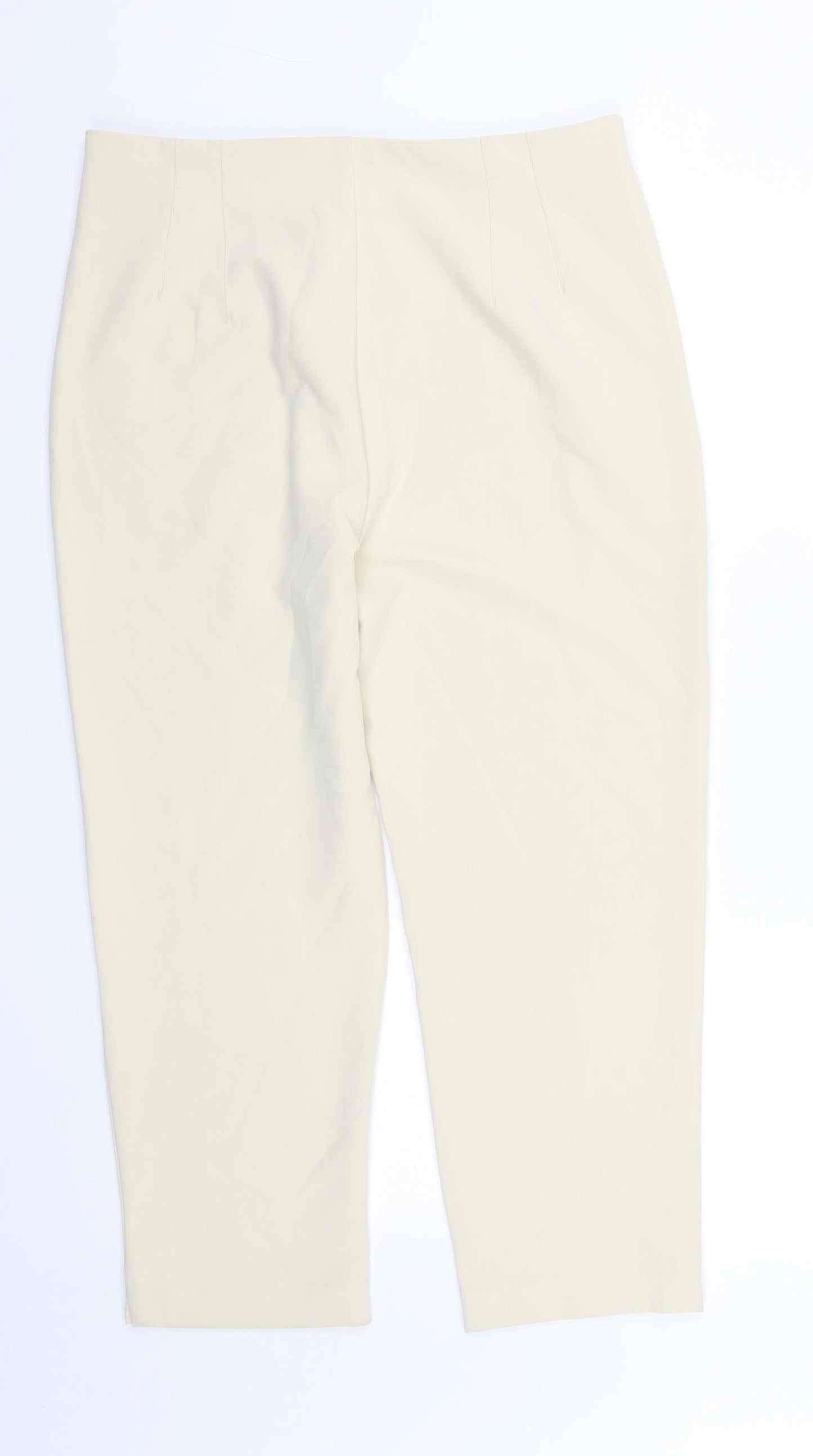 Stradivarius Womens Beige  Polyester Cropped Trousers Size 16 L25 in Regular Zip