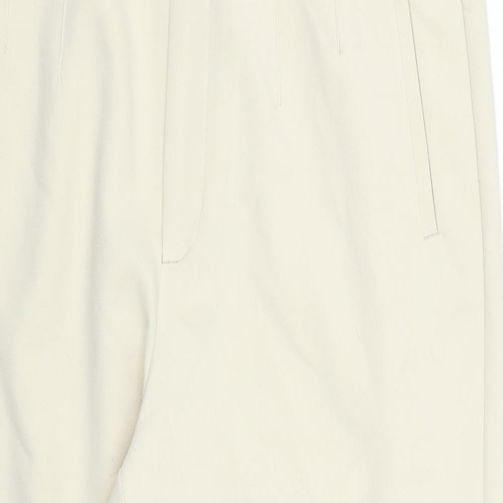 Stradivarius Womens Beige  Polyester Cropped Trousers Size 16 L25 in Regular Zip