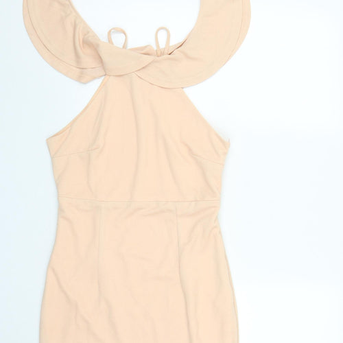 Pink Boutique Womens Pink  Polyester A-Line  Size 12  Off the Shoulder Zip