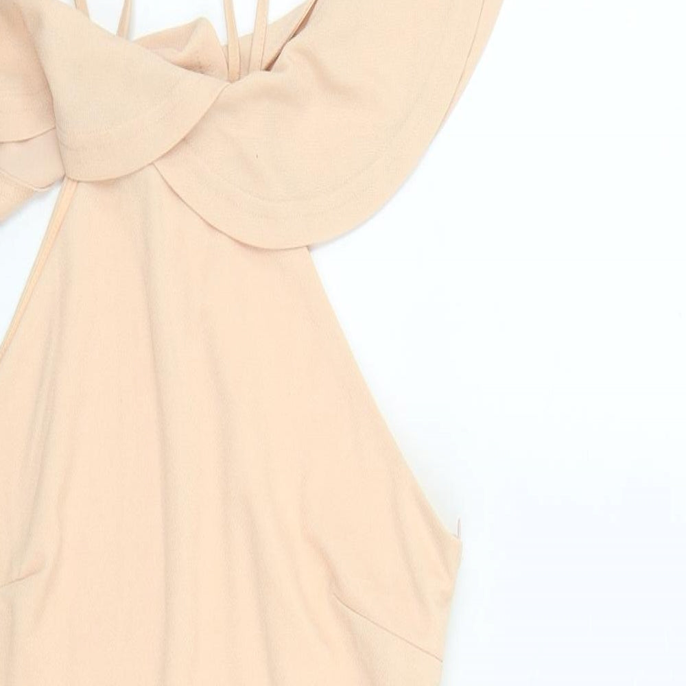 Pink Boutique Womens Pink  Polyester A-Line  Size 12  Off the Shoulder Zip