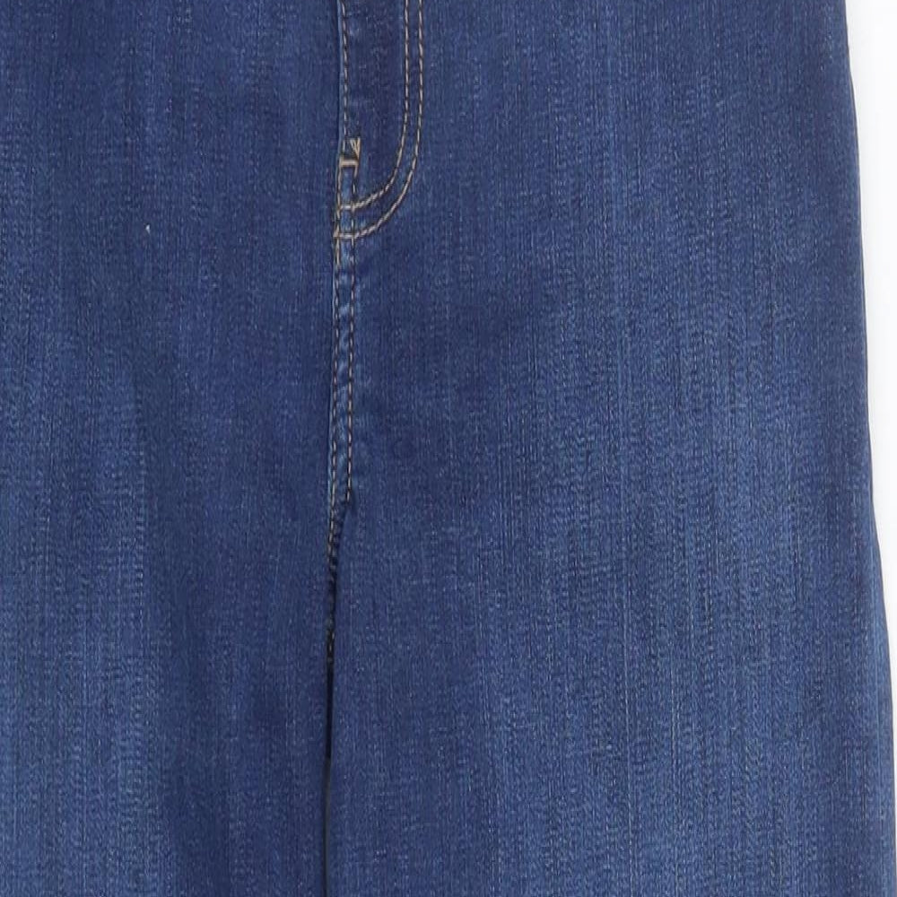 Marks and Spencer Womens Blue  Cotton Cropped Jeans Size 8 L24 in Regular Zip