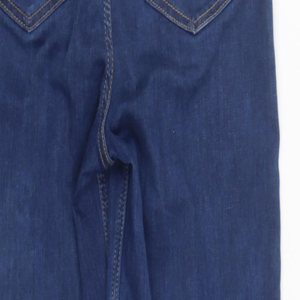 Marks and Spencer Womens Blue  Cotton Cropped Jeans Size 8 L24 in Regular Zip