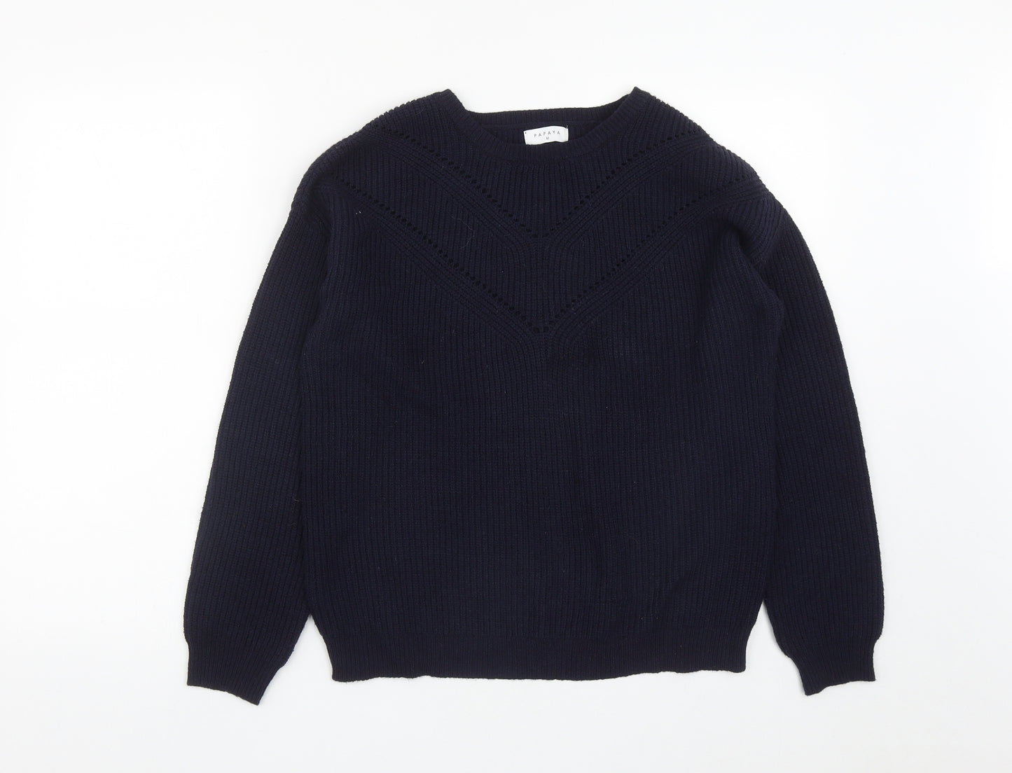 Matalan Womens Blue Round Neck  Polyester Pullover Jumper Size M