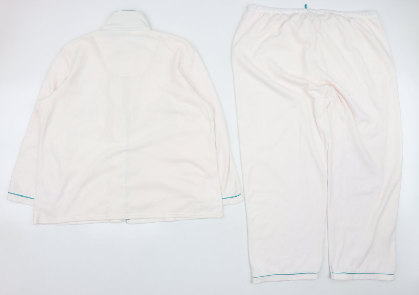 Dunnes Stores Womens White Solid Polyester Top Pyjama Pants Size 22  Button