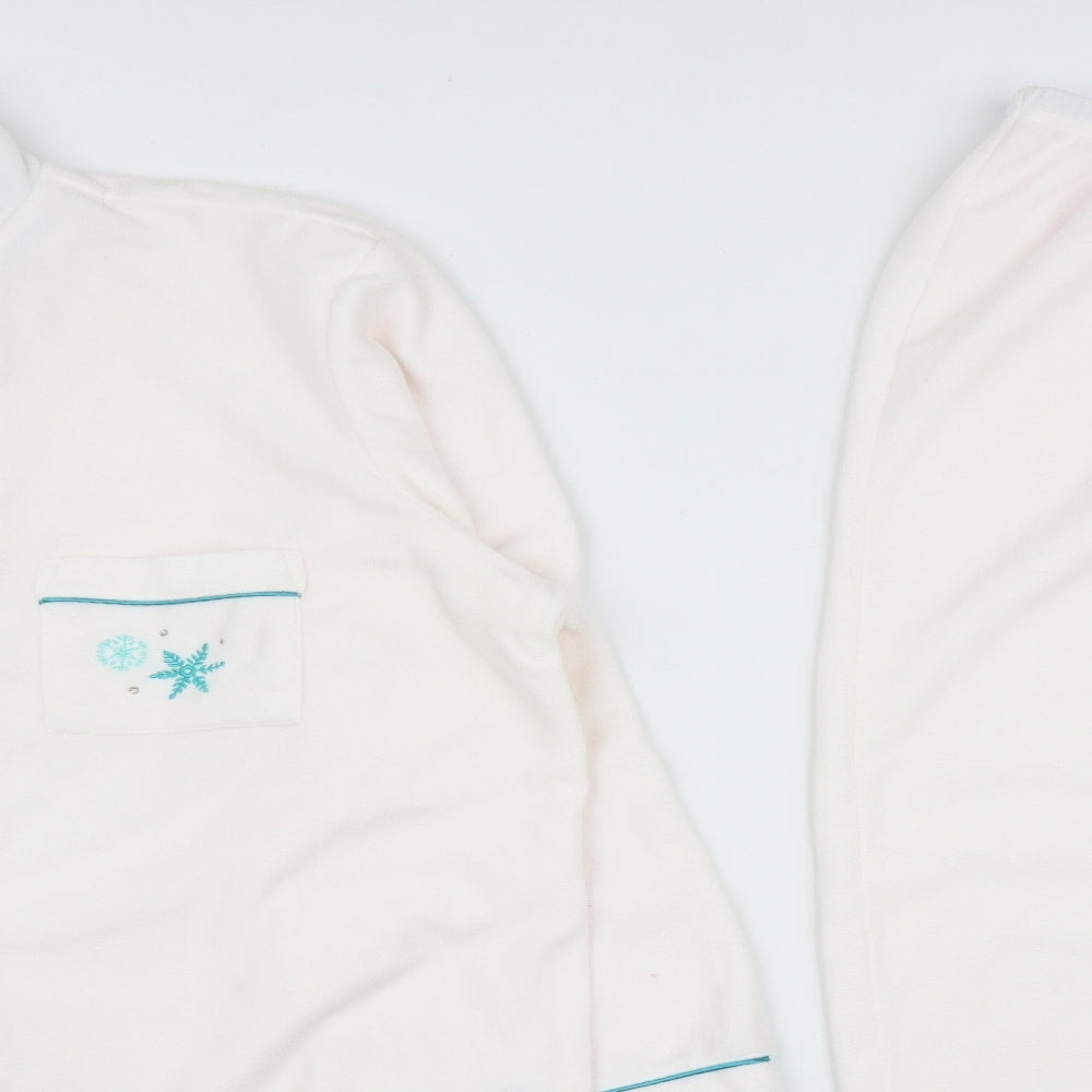Dunnes Stores Womens White Solid Polyester Top Pyjama Pants Size 22  Button