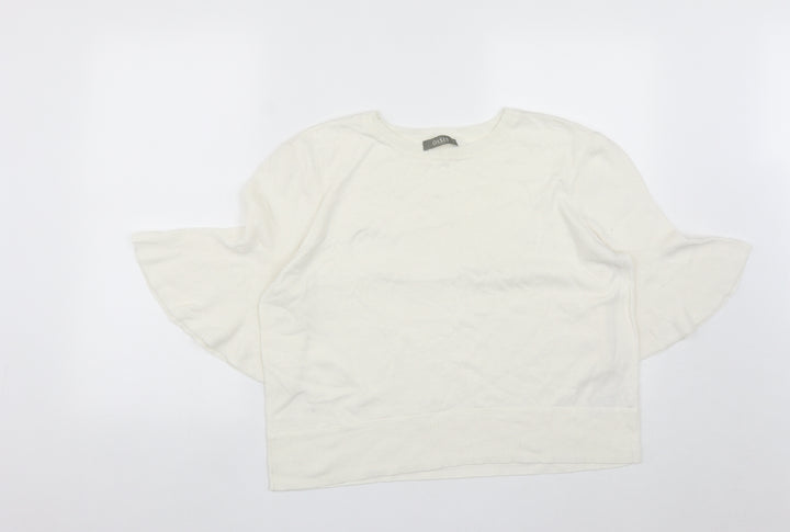 Oasis Womens White Round Neck  Cotton Pullover Jumper Size XL