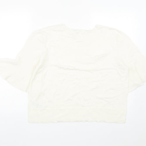 Oasis Womens White Round Neck  Cotton Pullover Jumper Size XL