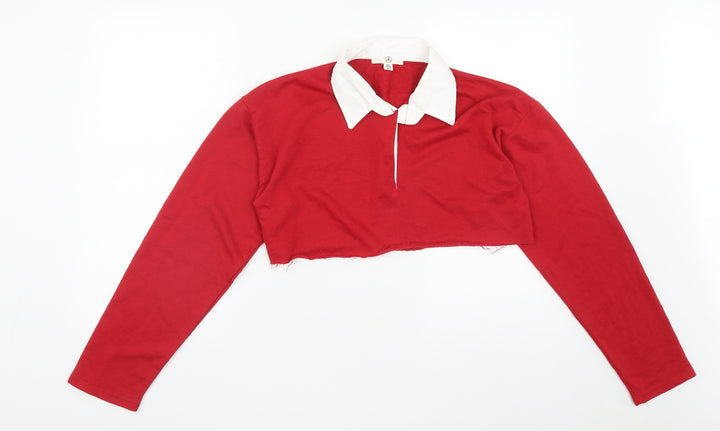 Missguided Womens Red  Polyester Pullover Sweatshirt Size 6   - Cropped
