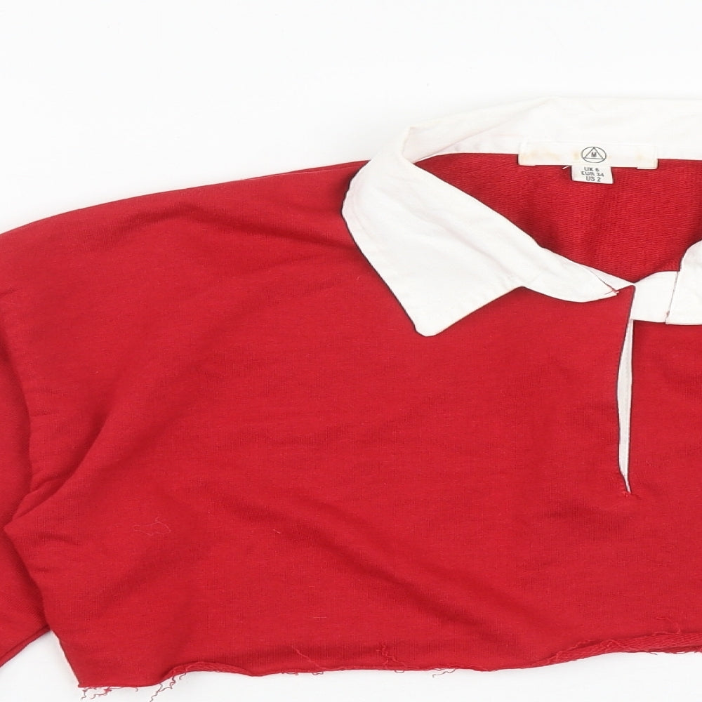 Missguided Womens Red  Polyester Pullover Sweatshirt Size 6   - Cropped