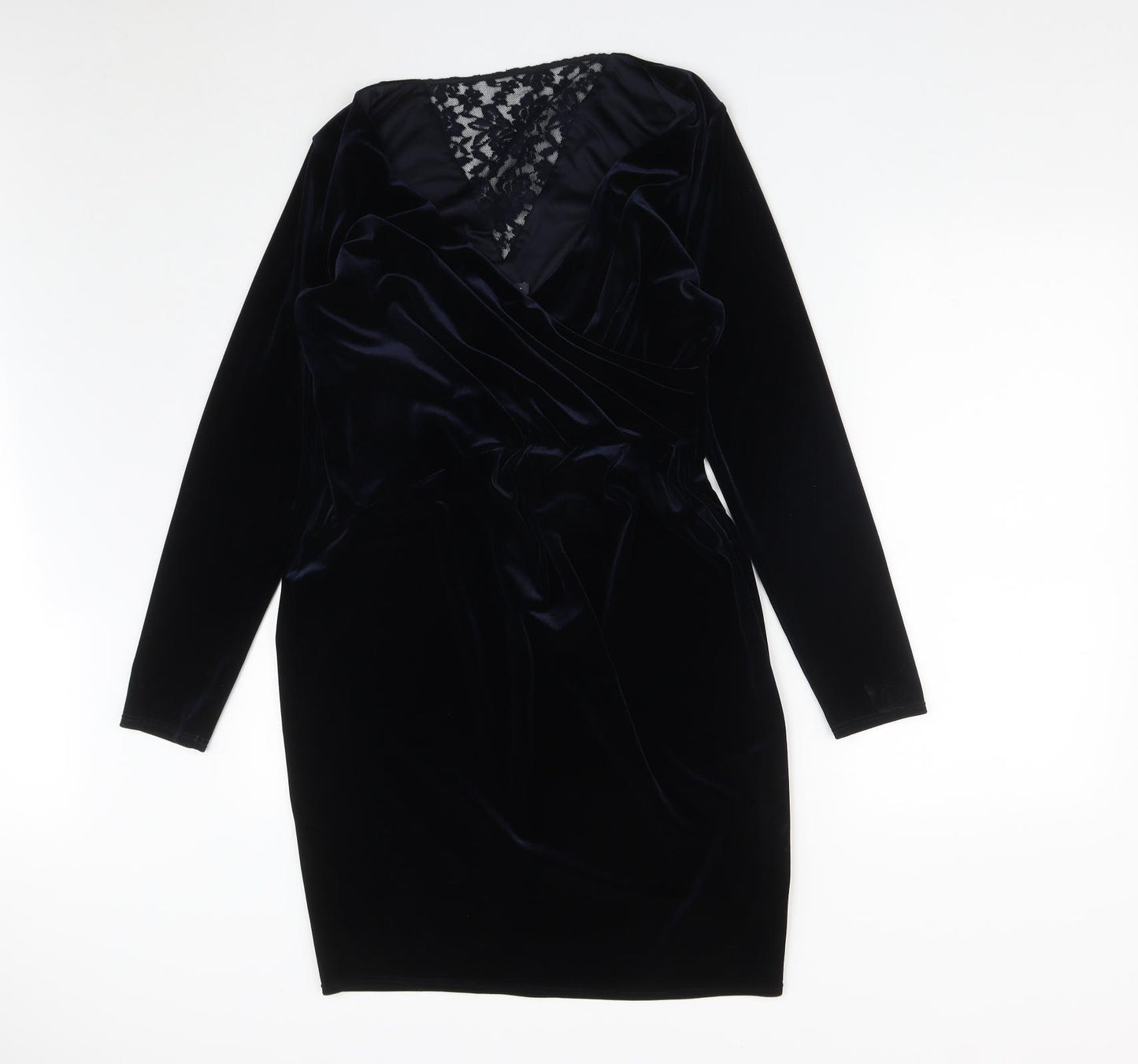 Marks and Spencer Womens Blue  Polyester A-Line  Size 14  V-Neck