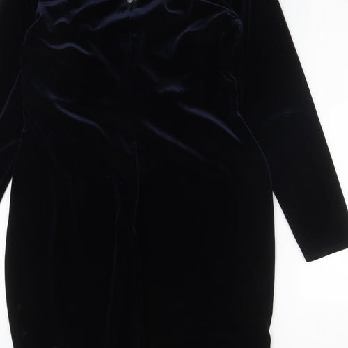 Marks and Spencer Womens Blue  Polyester A-Line  Size 14  V-Neck