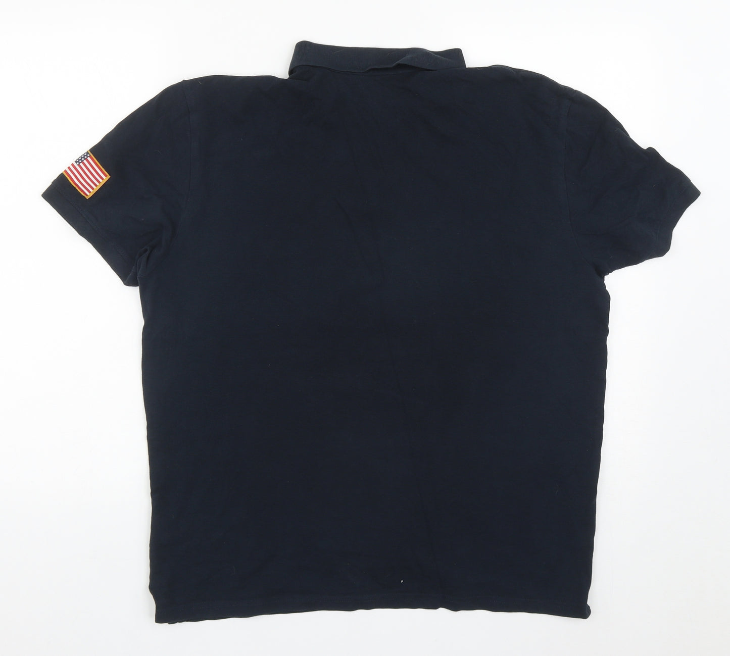 H&M Mens Black  Cotton  Polo Size L Collared Button