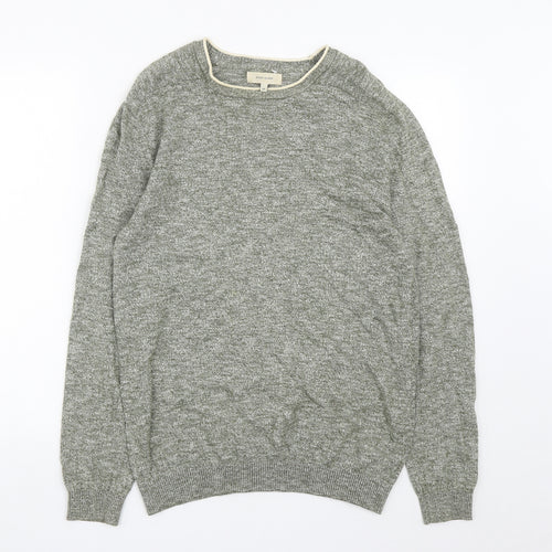 River Island Mens Green Round Neck  Cotton Pullover Jumper Size M