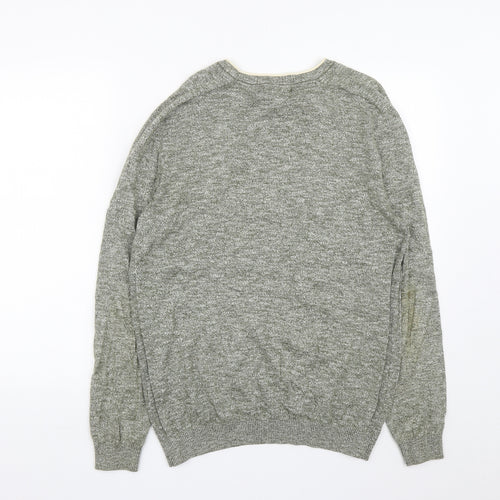 River Island Mens Green Round Neck  Cotton Pullover Jumper Size M