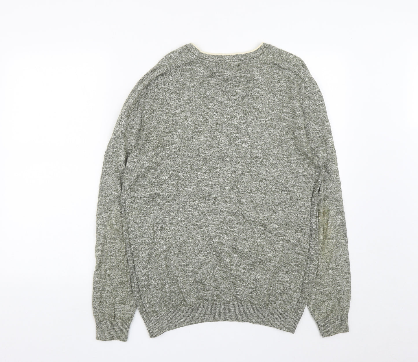 River Island Mens Green Round Neck  Cotton Pullover Jumper Size M