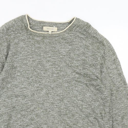 River Island Mens Green Round Neck  Cotton Pullover Jumper Size M