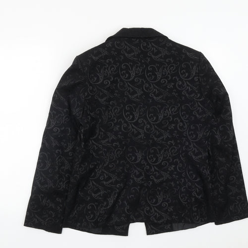 NEXT Womens Black Geometric Polyester Jacket Suit Size 14