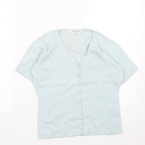 Dorothy Perkins Womens Blue  Cotton Basic Button-Up Size 12 V-Neck