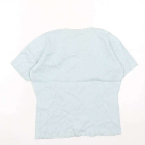 Dorothy Perkins Womens Blue  Cotton Basic Button-Up Size 12 V-Neck