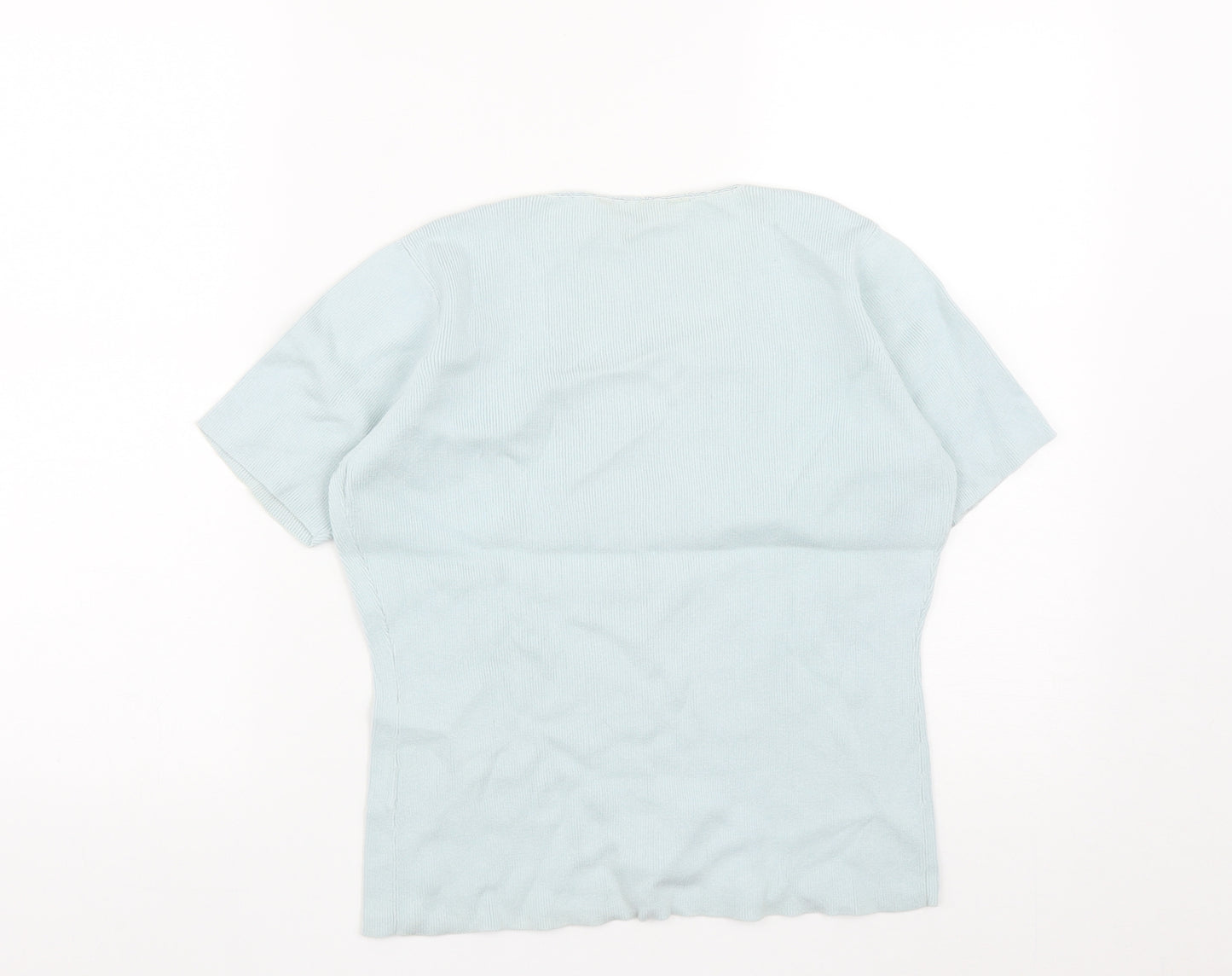 Dorothy Perkins Womens Blue  Cotton Basic Button-Up Size 12 V-Neck