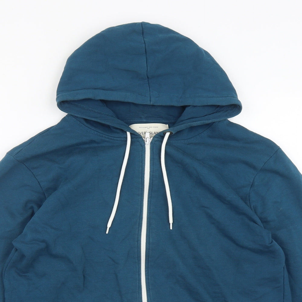 River Island Mens Green  Cotton Full Zip Hoodie